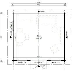 Vierasmaja LP Garden V-XL, 20m², harjakatto