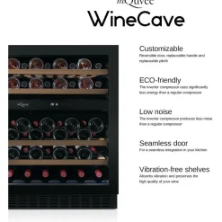 Viinikaappi ​​mQuvée WineCave 780 30D, 29.5cm, 2 lämpötila-aluetta, integroitava, musta