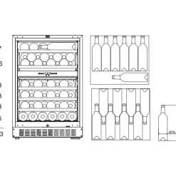 Viinikaappi mQuvée WineCave 780 60D WCD60AB-780, 29.5cm, 2 lämpötila-aluetta, integroitava, antrasiitti