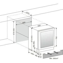 Viinikaappi mQuvée WineCave 780 60D WCD60AB-780, 29.5cm, 2 lämpötila-aluetta, integroitava, antrasiitti