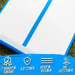 2x ilmavolttipatja React Airtrack, 3x1x0.1m, käsipumpulla, sini/valkoinen